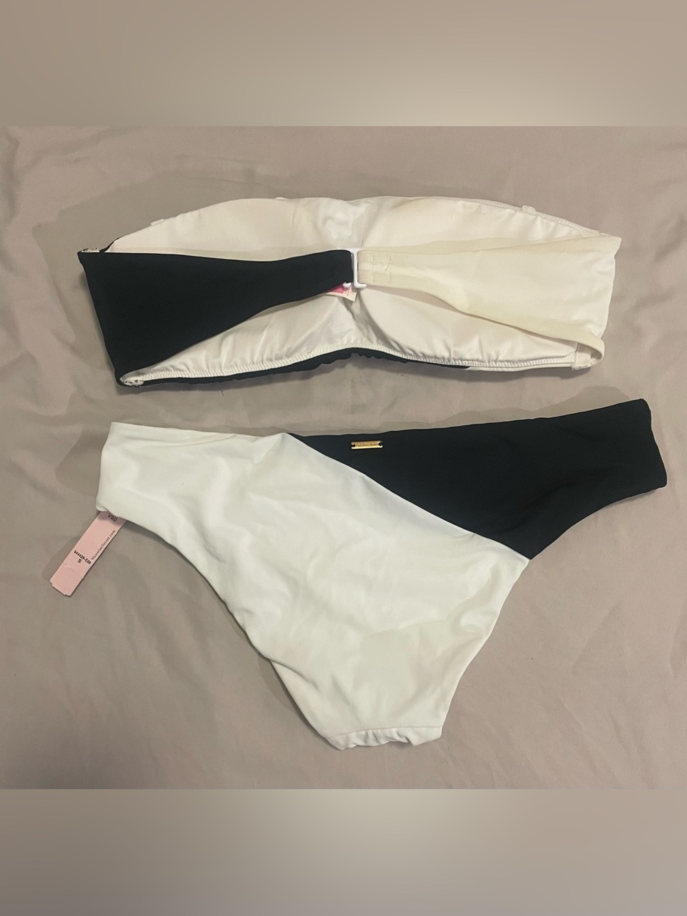 Victoria's Secret Black and White Two-Tone Bandeau Bikini Set